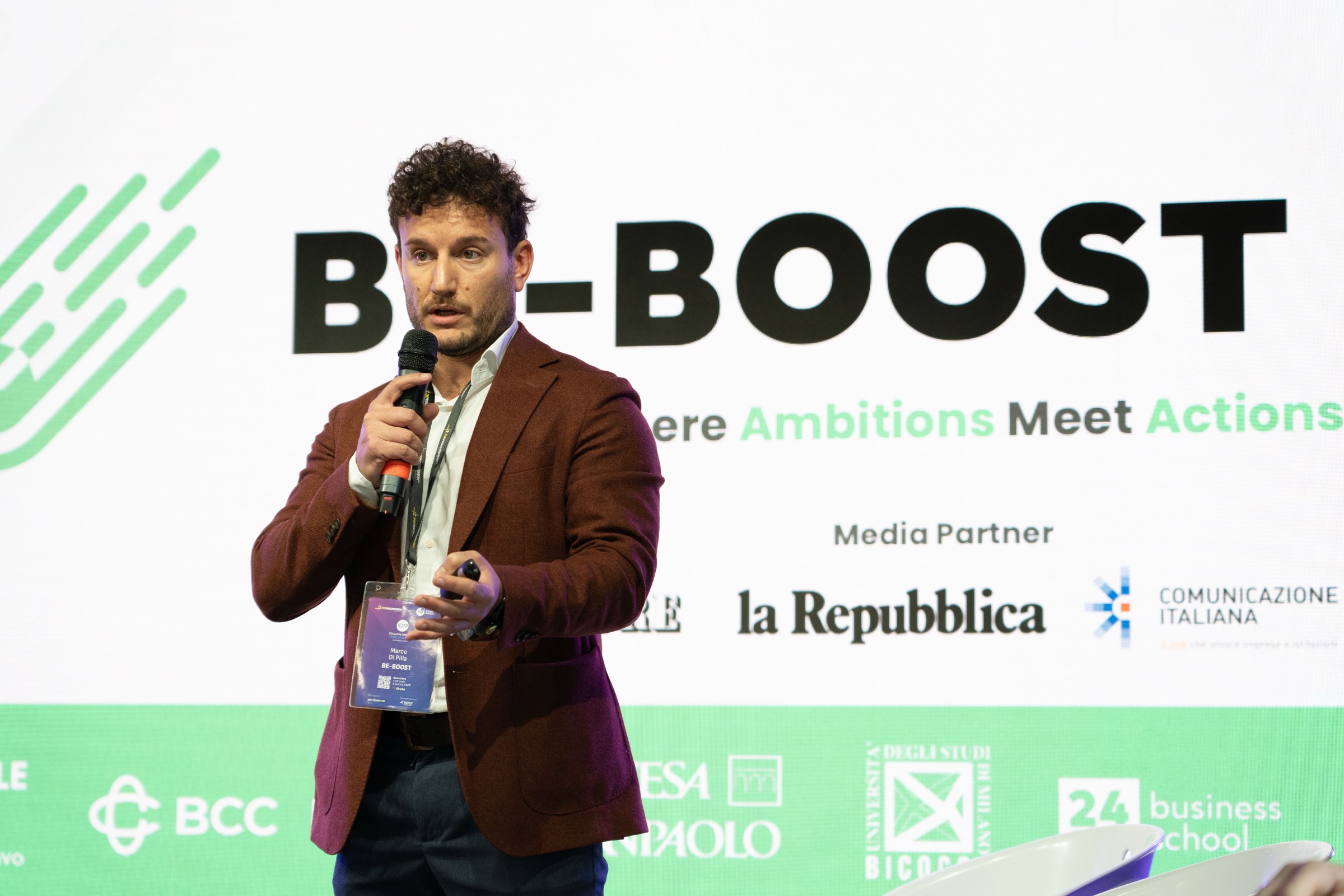 Marco Di Pilla sul palco Be-Boost